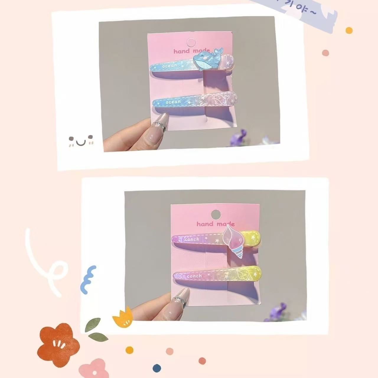 Dreamy gradient Ocean series hair clips, niche girlish makeup clips, bangs clips, small gifts for best friends on Qixi Festival, acrylic children's hair clips, grabbers, hair clips, cute and interesting side clips, trendy and fashionable hair clips for kids detail image 7