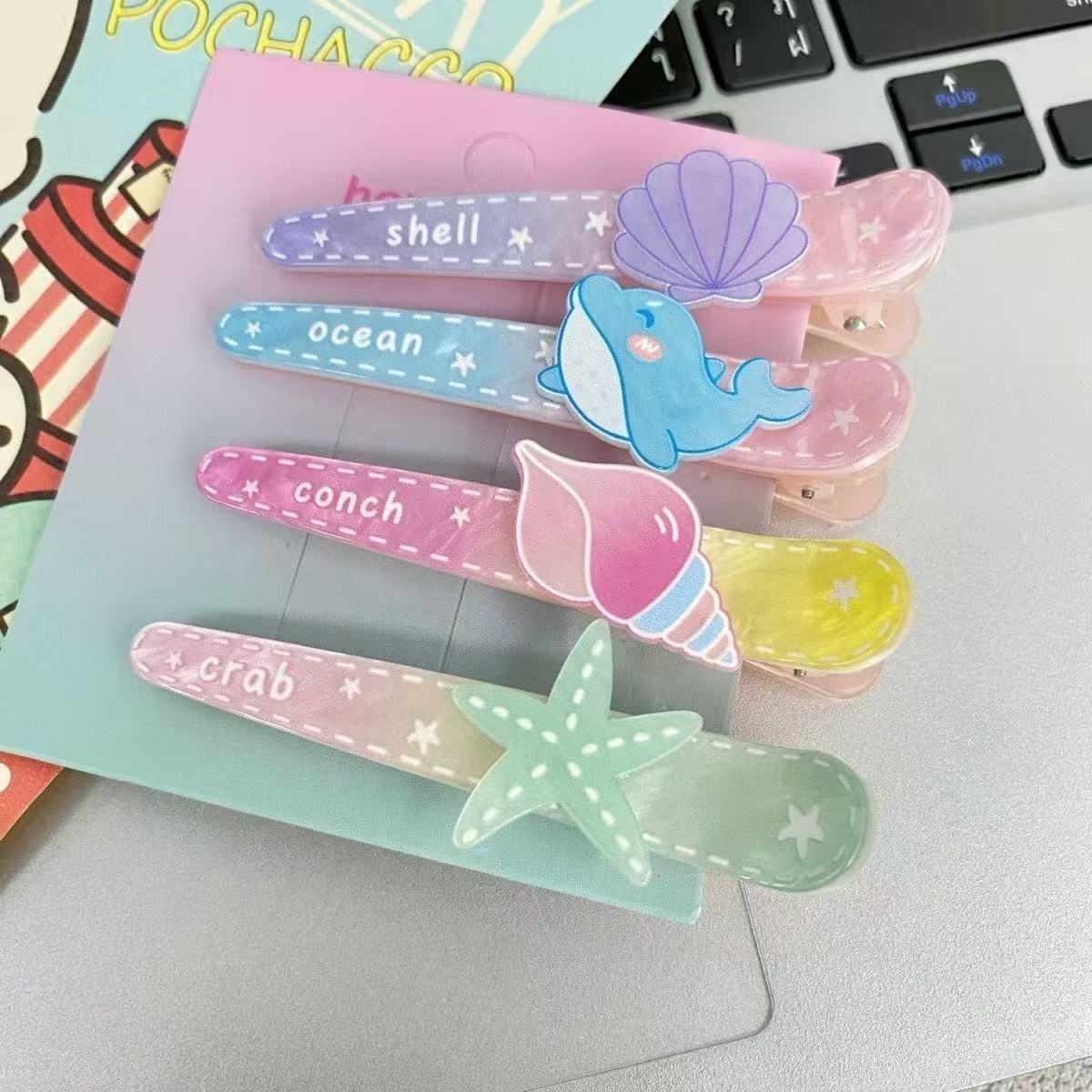 Dreamy gradient Ocean series hair clips, niche girlish makeup clips, bangs clips, small gifts for best friends on Qixi Festival, acrylic children's hair clips, grabbers, hair clips, cute and interesting side clips, trendy and fashionable hair clips for kids detail image 8