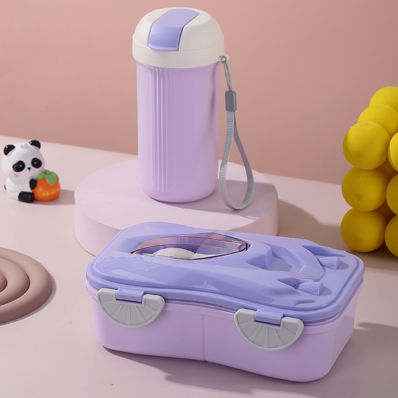 H226-569 high-appearance-level plastic lunch box and water cup set for office workers, microwave heating, student separate serving meals Item Picture