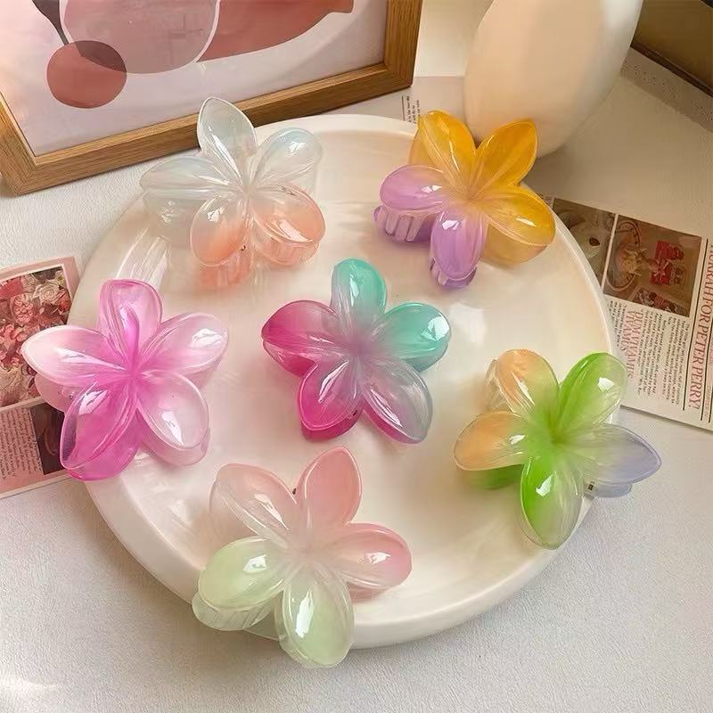 彩色花朵造型亚克力儿童发夹抓夹发饰可爱发卡固定发束