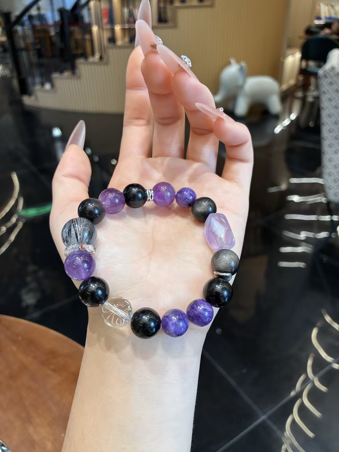 Amethyst obsidian bracelet
