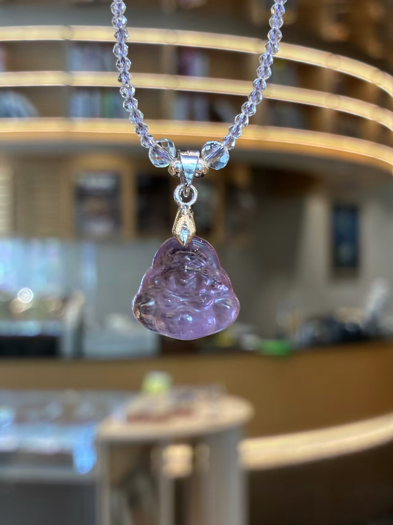 Amethyst small Buddha necklace Application Scenario