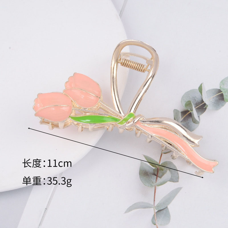 Super ethereal tulip metal flower grab clip, elegant and versatile for girls, shark clip, forest-style back hair bun, hair accessory, wedding hair accessory detail image 2