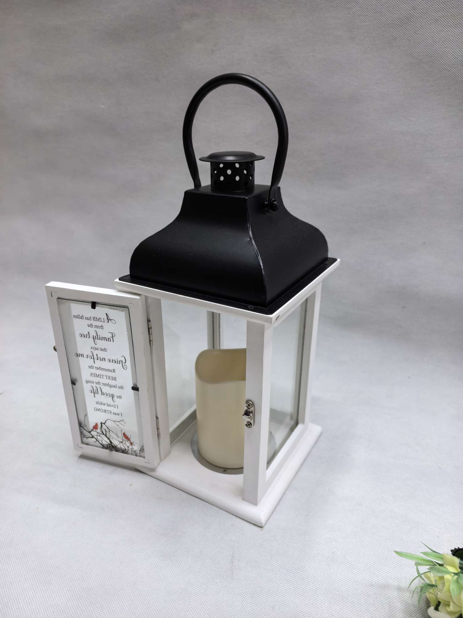 北美风灯烛台木头+玻璃+铁艺摆件详情图4