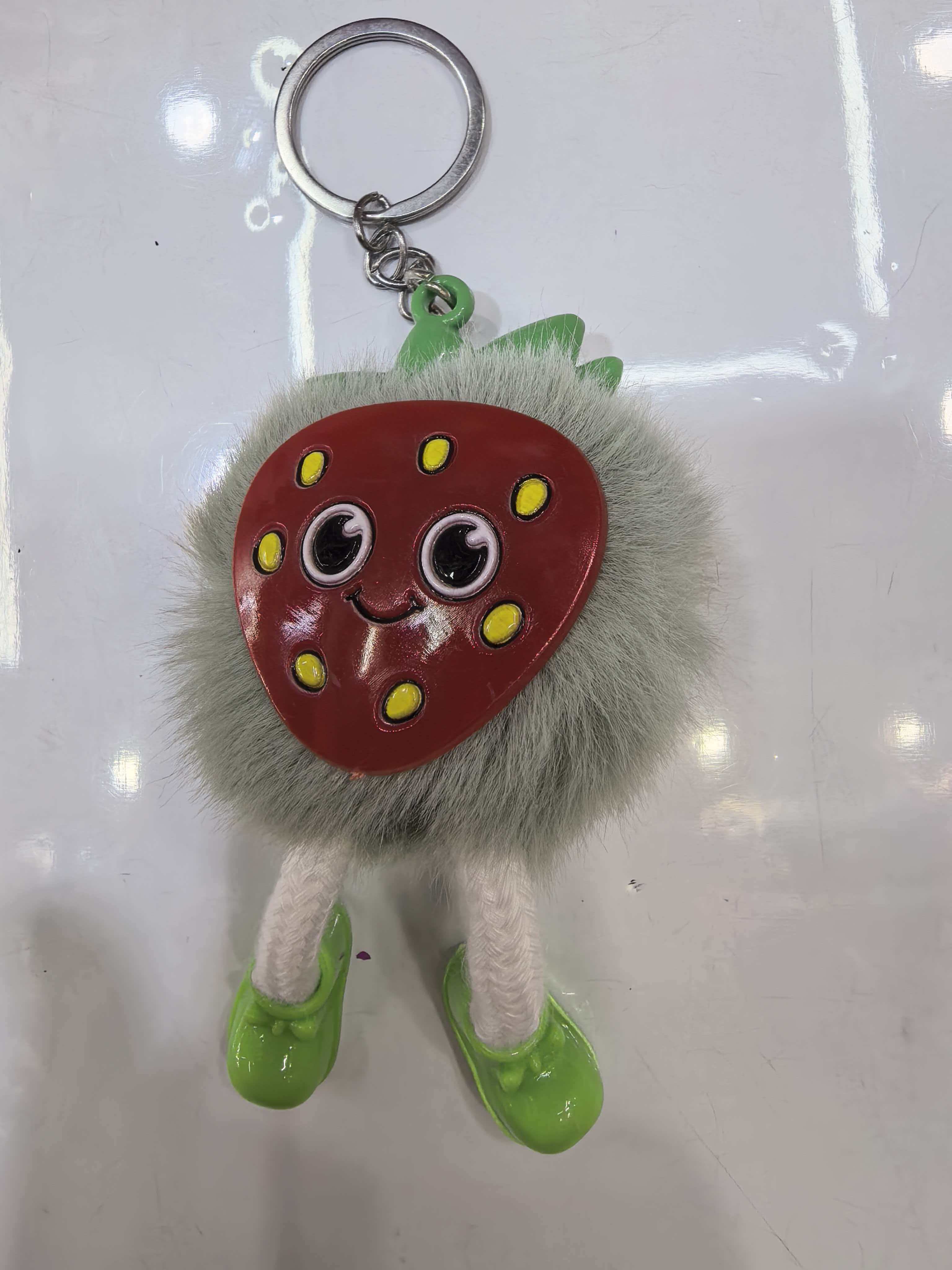 3711琪丽莎饰品5公分毛球大暴牙带铃铛钥匙扣钥匙挂 挂件