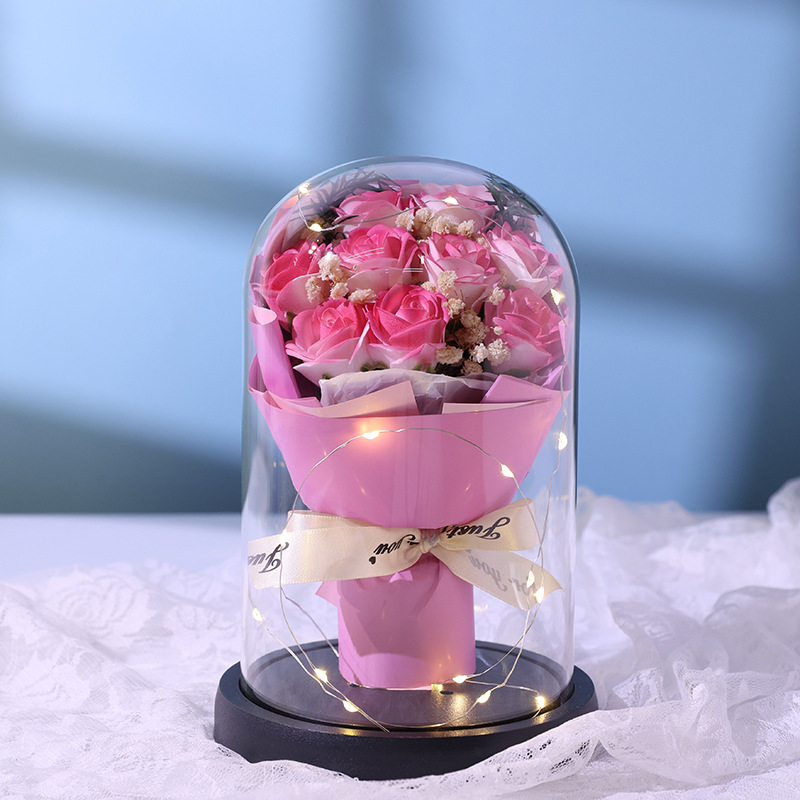 Preserved flower plastic cover decoration, LED bouquet gift, Mother's Day and Valentine's Day present Application Scenario
