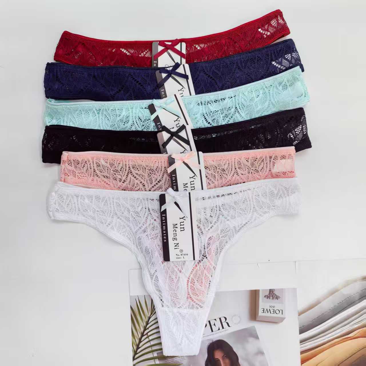 1476# Underwear for export to the Middle East and Africa. Women's sexy lace romantic underwear, comfortable and breathable, pure and elegant women's romantic thong, QNI Specification drawing