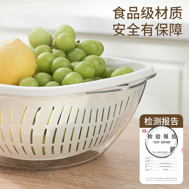 家用洗菜盆沥水篮多巴胺厨房食品级大号双耳双层塑料客厅洗水果盘详情图4