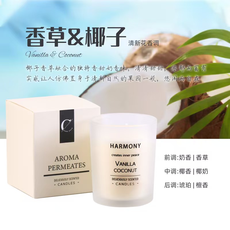 6色北欧风磨砂玻璃蜡烛杯香薰蜡烛简约蒙砂杯香薰蜡烛伴手礼详情8