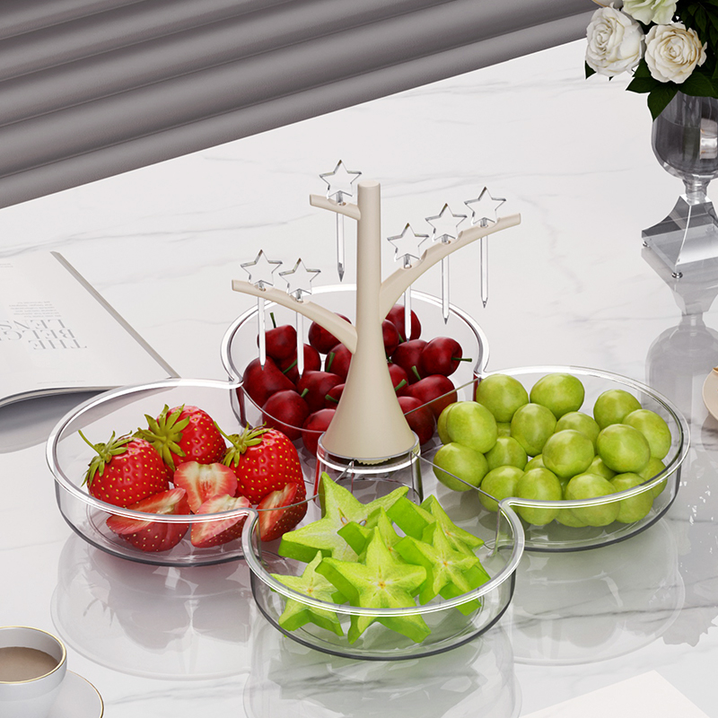 水果盘客厅家用多层创意旋转果盘创意轻奢茶几零食糖果盘