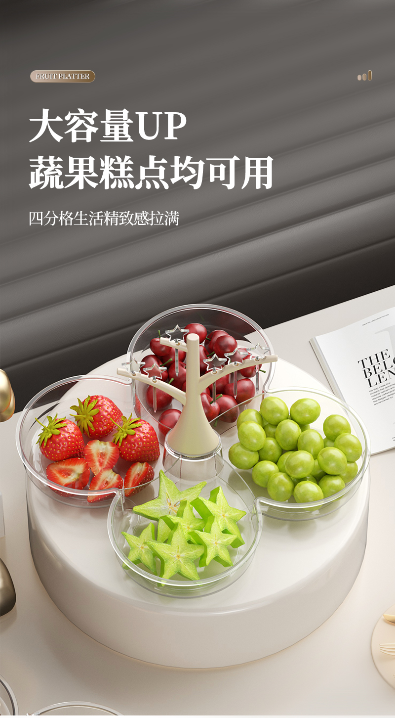 水果盘客厅家用多层创意旋转果盘创意轻奢茶几零食糖果盘详情5