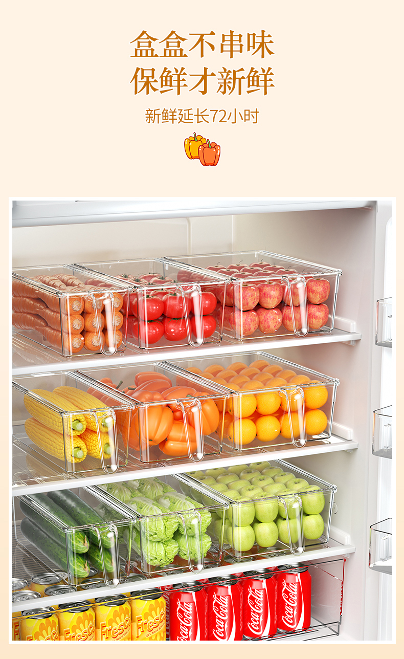 冰箱收纳盒保鲜盒食品级食品收纳整理神器冷冻储物盒整理盒抽屉详情4