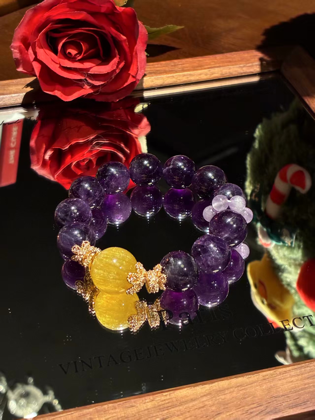 Uruguayan purple water lavender purple-yellow glittering stone bracelet