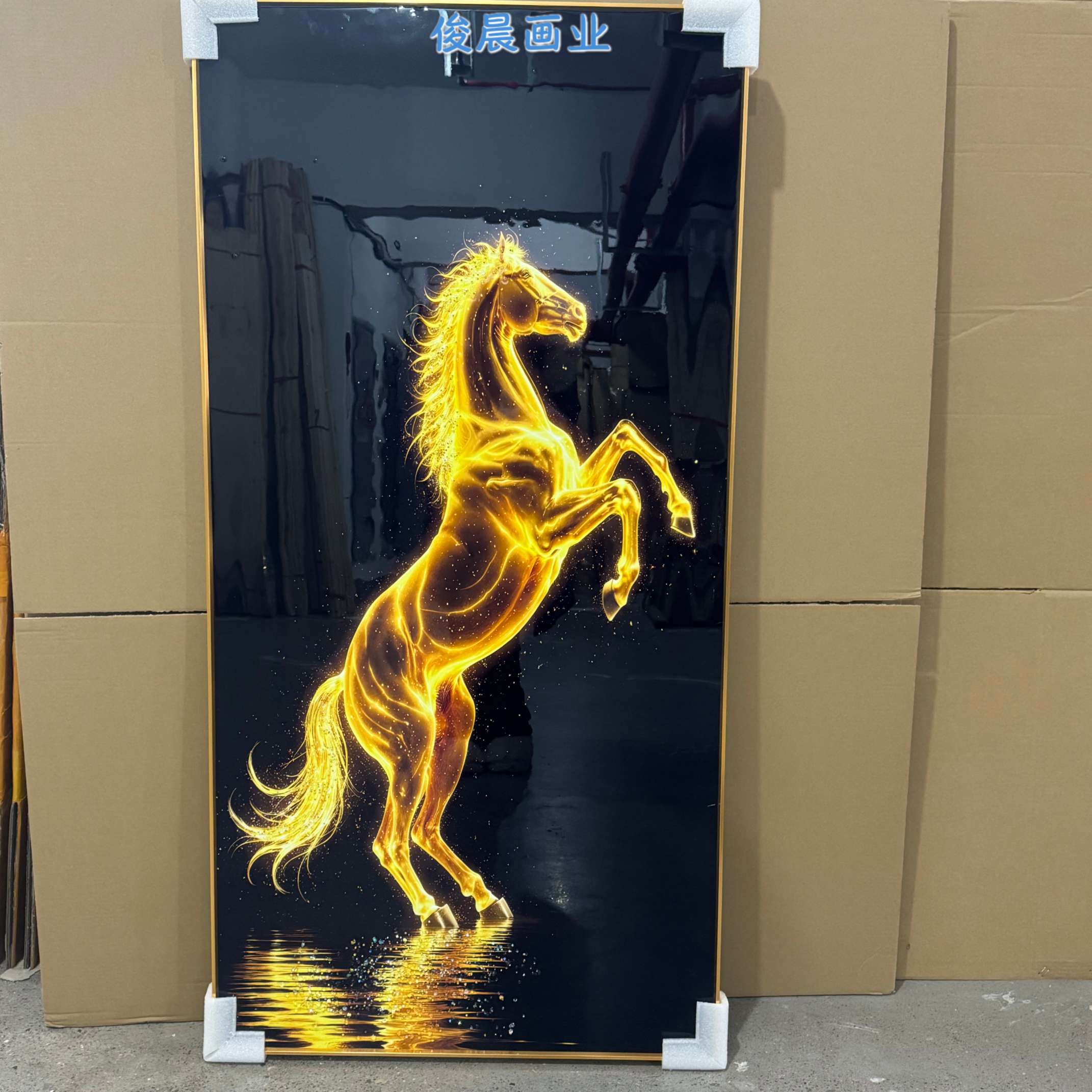 晶瓷画现代装饰画骏马玄关晶钻