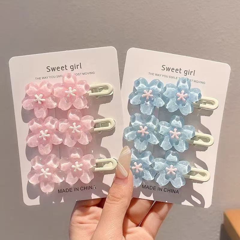 Jelly-colored cherry blossom one-line hair clips for girls, summer side bangs, forehead breakdowns, duckbillon clips, children's headwear, hair clips, acrylic hair clips, children's hair clips, hair clips, hairpin grabbers detail image 17