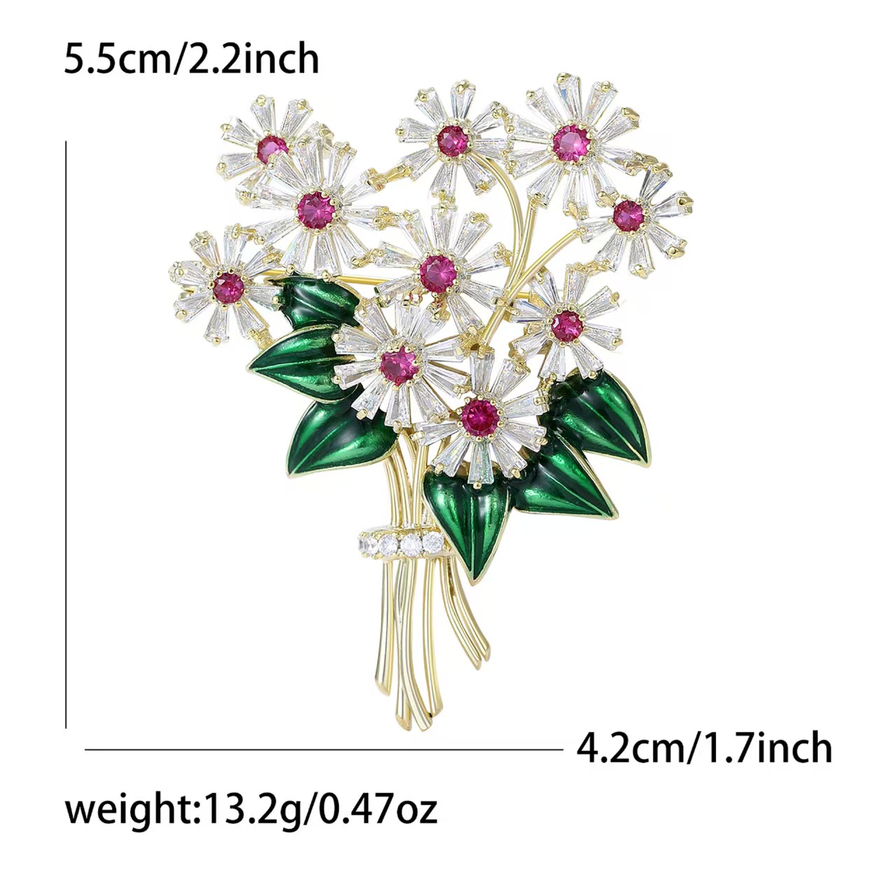 Cross-border Korean forest-themed light luxury Daisy bouquet brooch, micro-inlay zircon, personalized and versatile brooch dress, corsage accessory Application Scenario