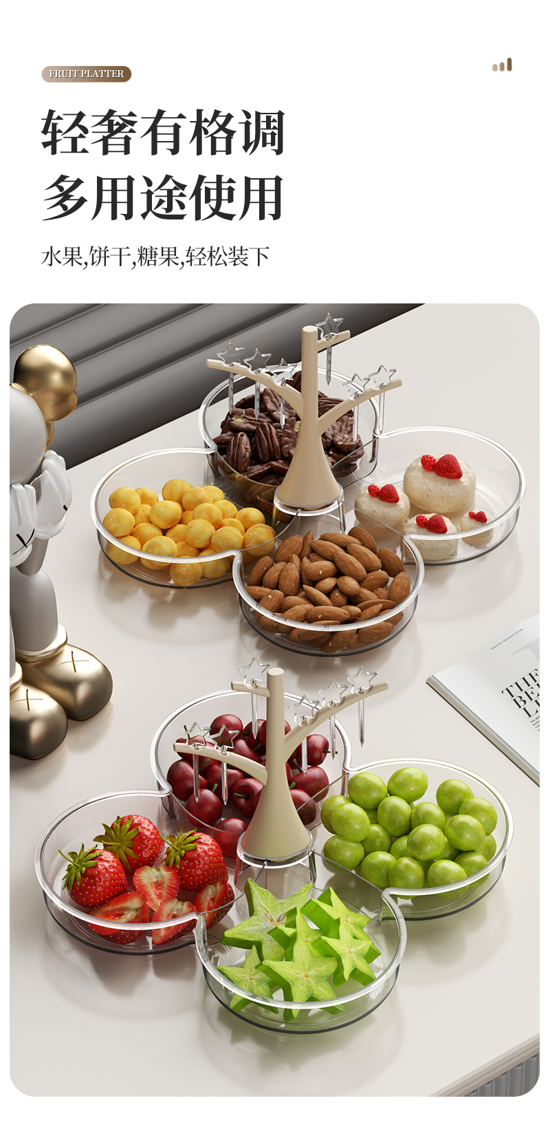 水果盘客厅家用多层创意旋转果盘创意轻奢茶几零食糖果盘详情8