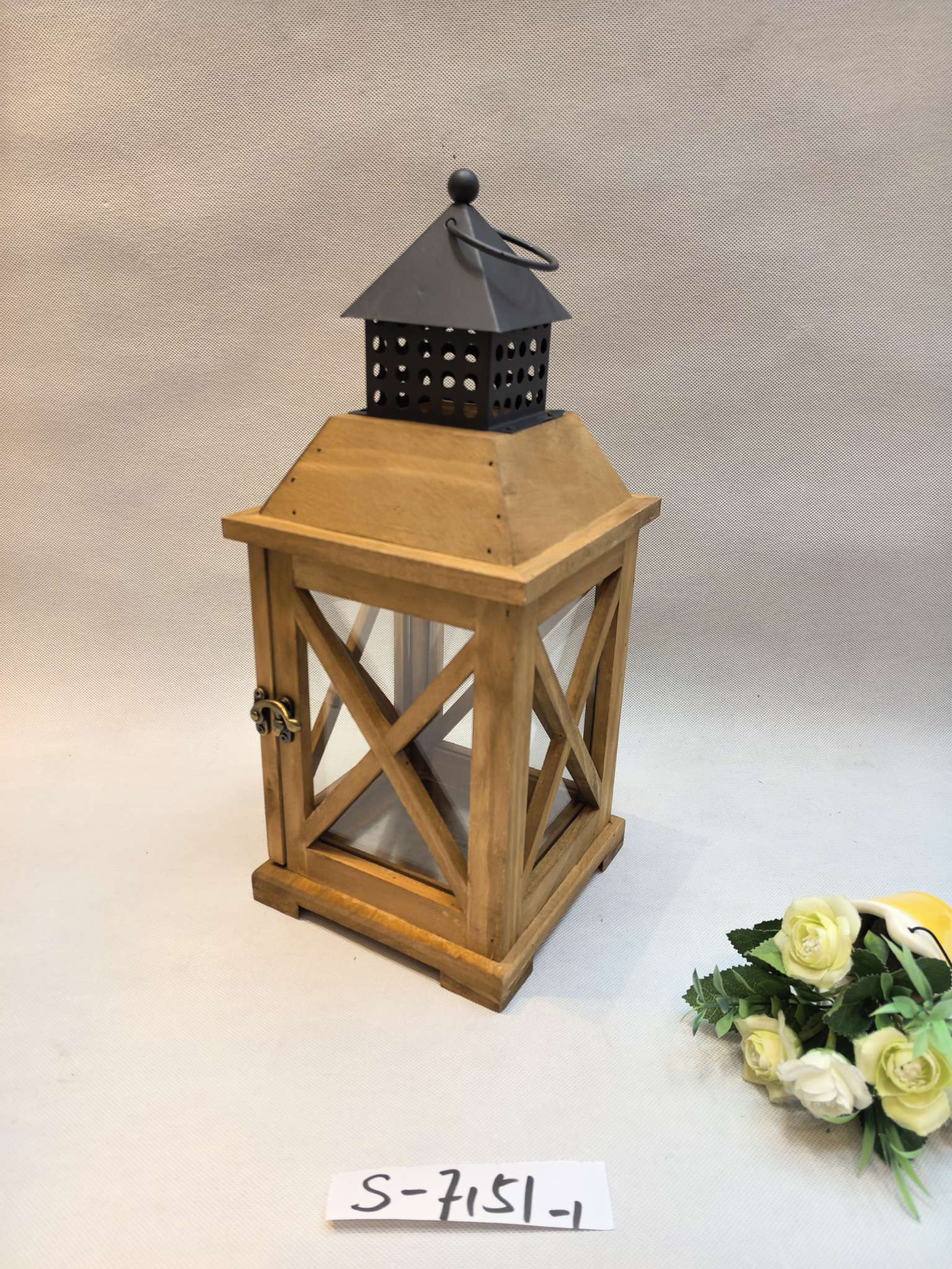 复古木质风灯铁艺烛台民宿酒店浪漫装饰手提灯户外庭院摆件欧式