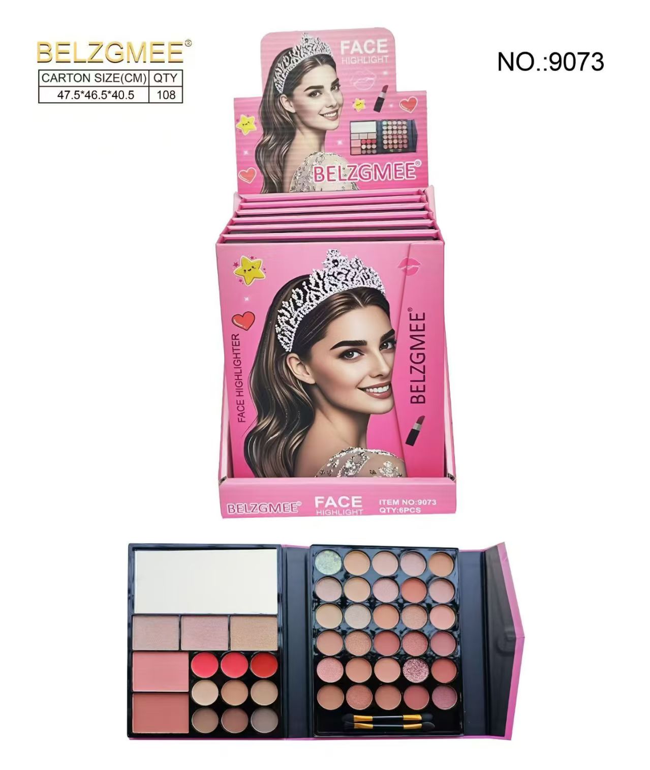 BELZGMEE's new makeup palette features an eye-catching pink packaging, including highlights, eyeshadows and blushes, making it a new favorite in the fashion and beauty industry.
