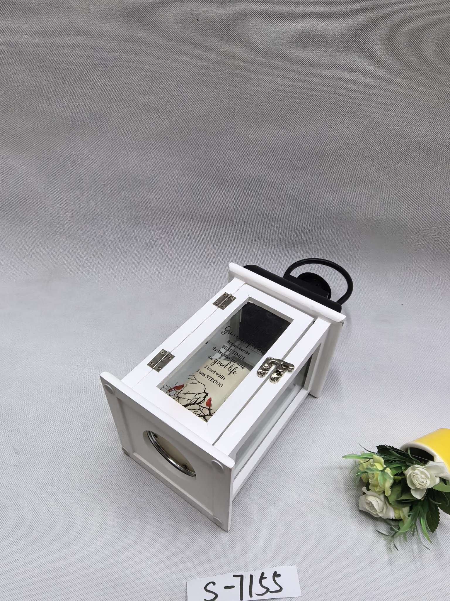 北美风灯烛台木头+玻璃+铁艺摆件详情图7