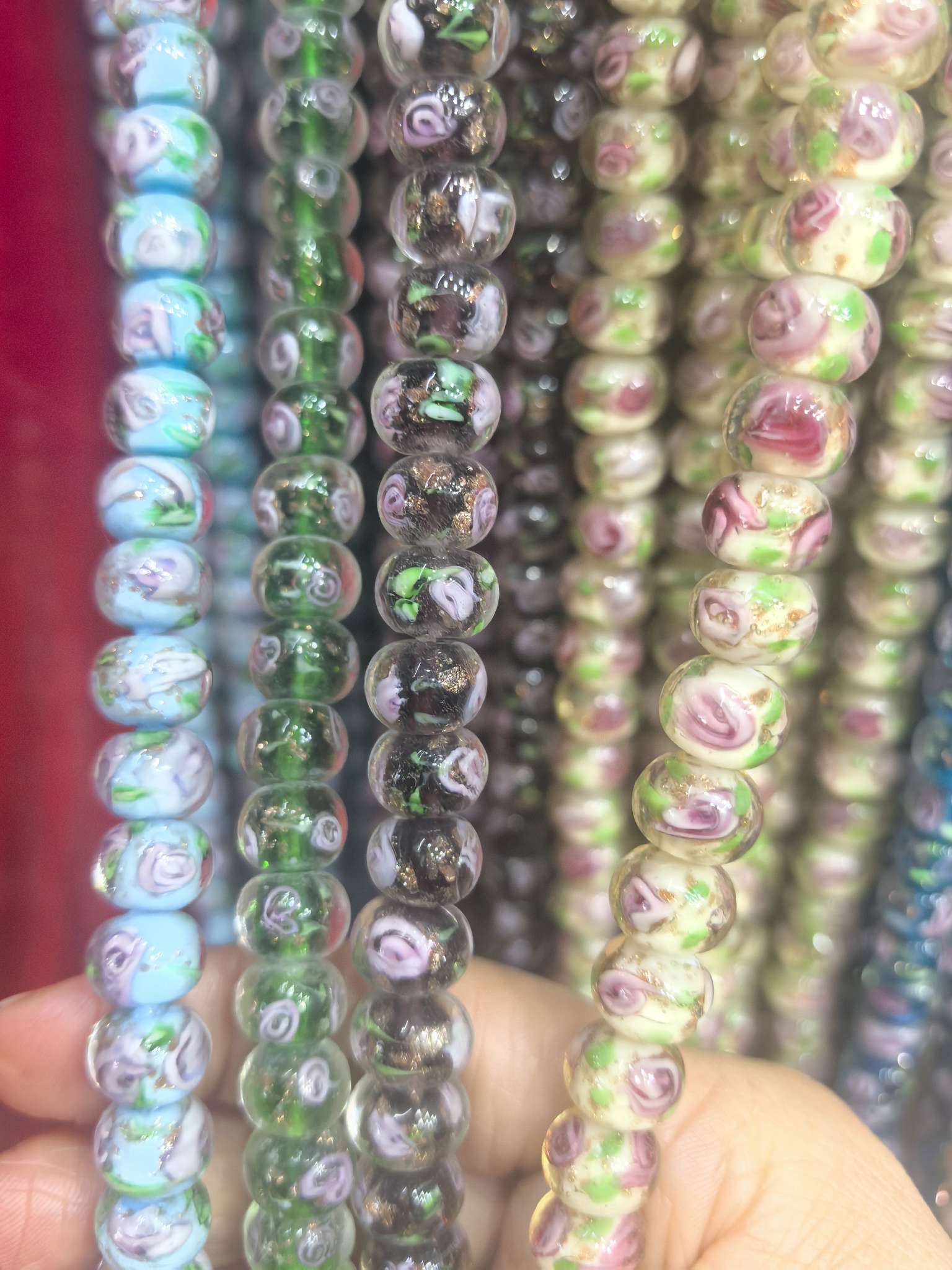 手工琉璃灯工琉璃8*10彩沙加花算盘珠款式多样色彩艳丽纯手工制作