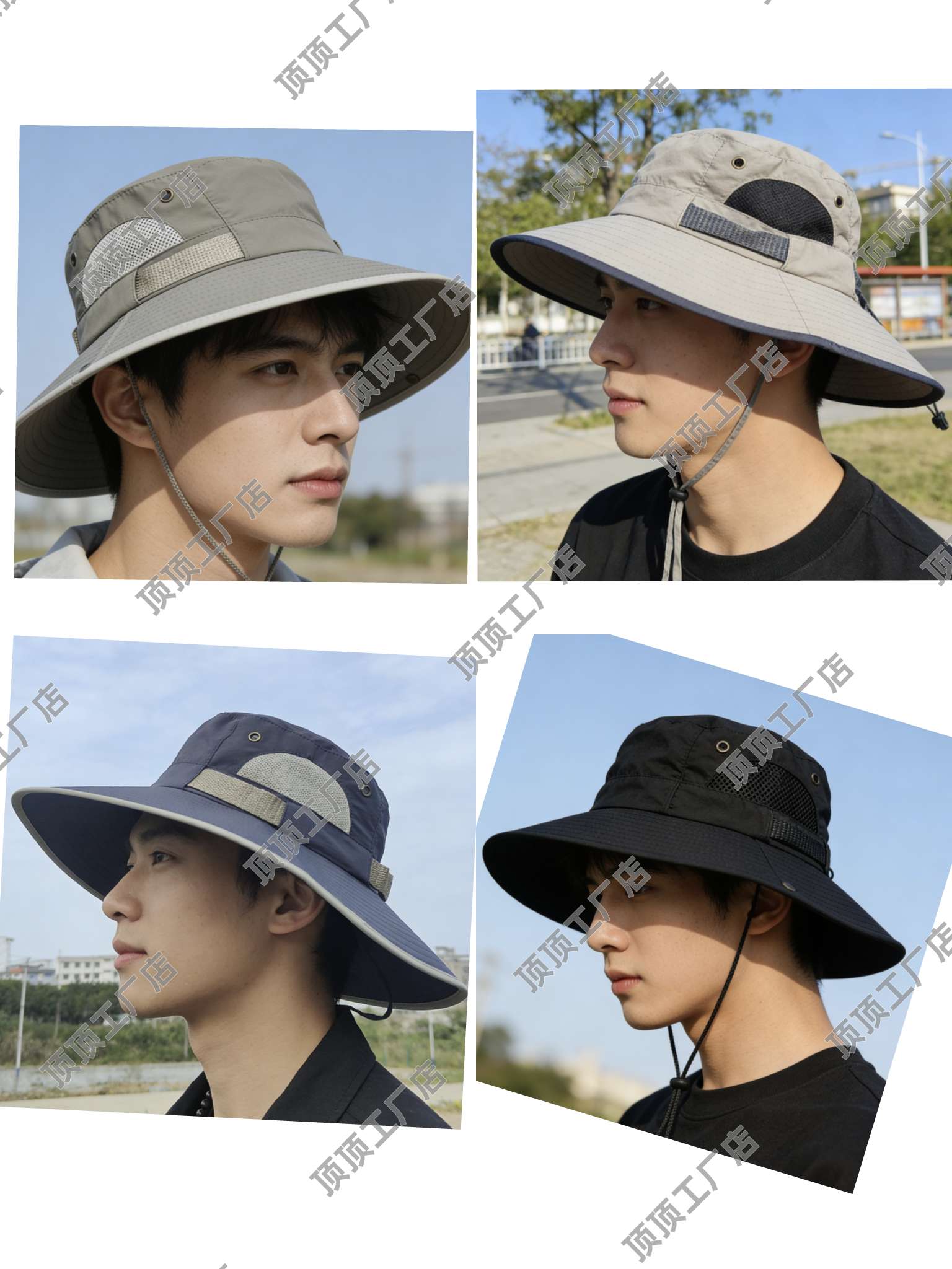 Color-blocked quick-drying soft-brimmed outdoor hat, waterproof and UV-resistant sun hat, travel cycling and mountaineering hat