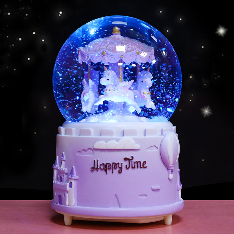 Carousel crystal Ball Music Box, luminous crystal ball handicraft gift box
