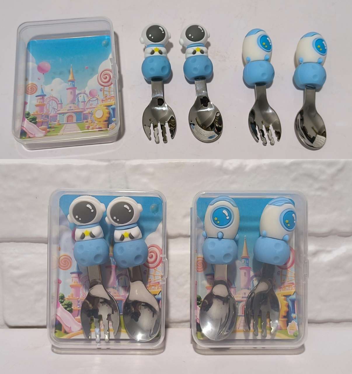 西餐叉勺1不锈钢汤勺特色高温不锈钢儿童餐具 可爱图案马克龙色详情图12