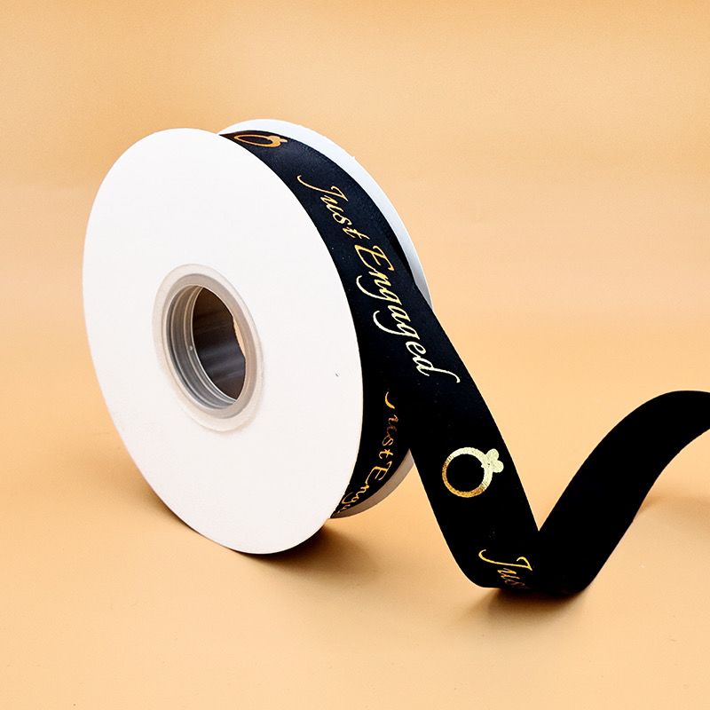 2.5cm English gold-embossed ribbon birthday cake flower tie Gift packaging ribbon diy flower wrapping gold-embossed ribbon details Picture