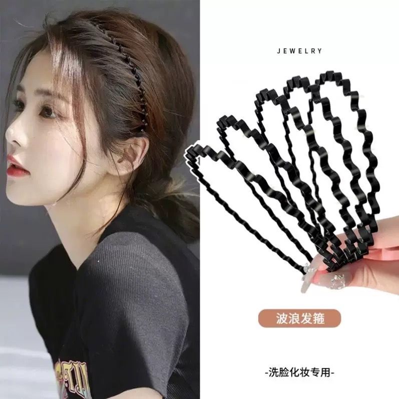 铁质波浪发箍女款2025新款发捆洗脸头箍男士铁发卡男黑色夏天发窟发箍