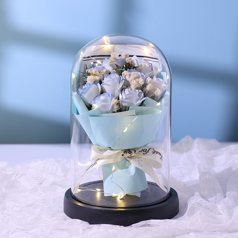 永生花塑料罩摆件LED花束礼品母亲节情人节礼物