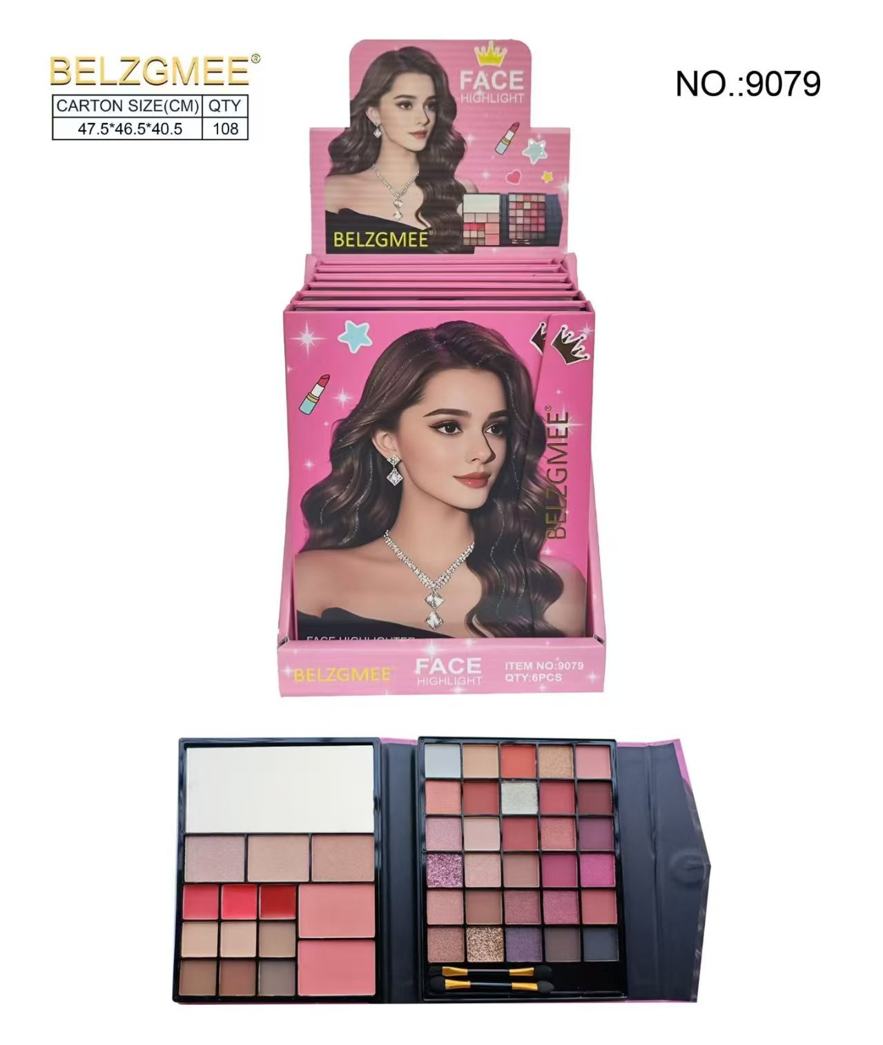 BELZGMEE's new makeup palette features an eye-catching pink packaging, including highlights, eyeshadows and blushes, making it a new favorite in the fashion and beauty industry. details Picture