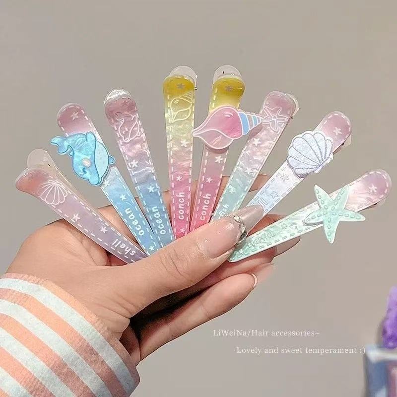 Dreamy gradient Ocean series hair clips, niche girlish makeup clips, bangs clips, small gifts for best friends on Qixi Festival, acrylic children's hair clips, grabbers, hair clips, cute and interesting side clips, trendy and fashionable hair clips for kids detail image 3