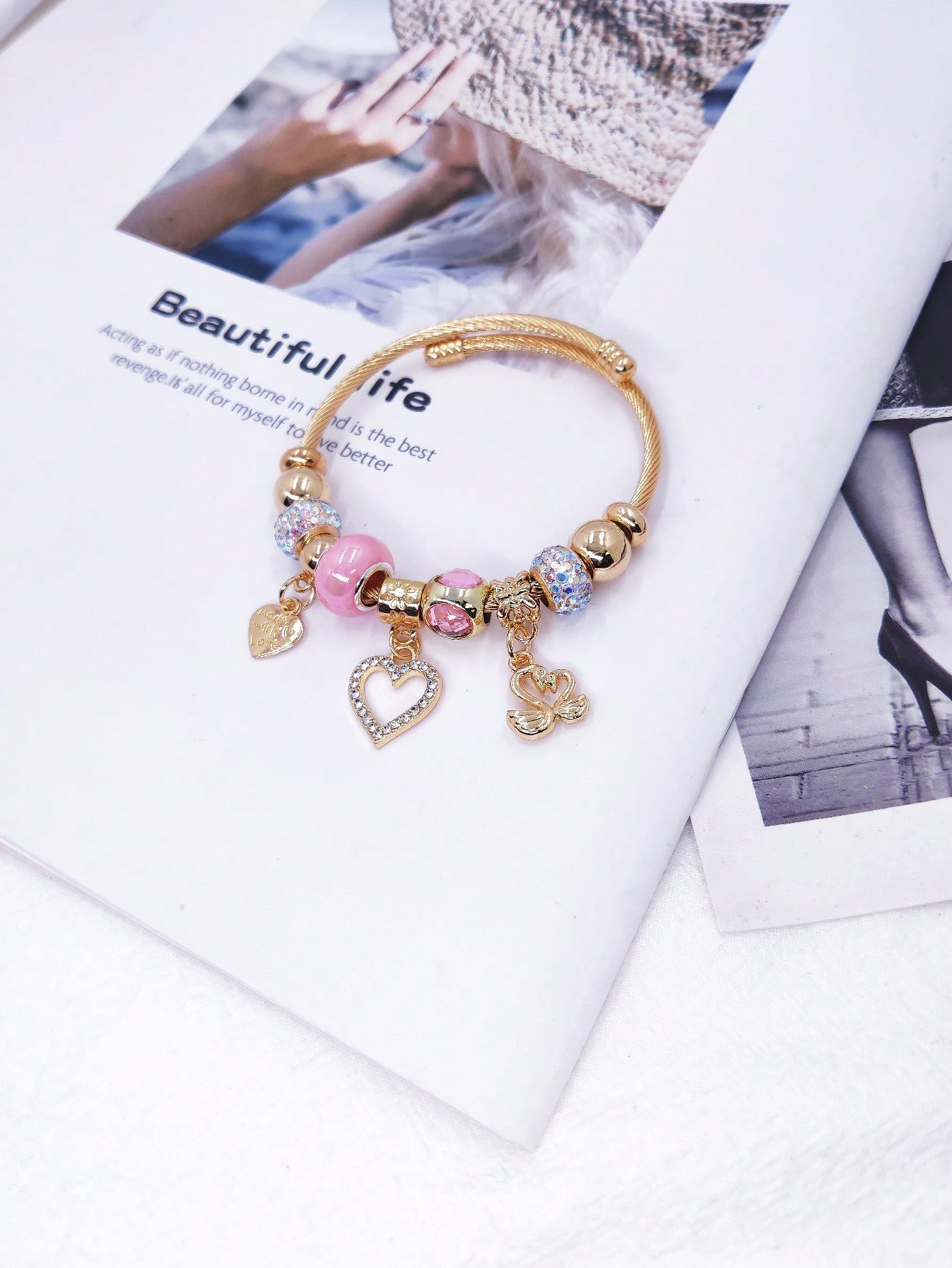 红绳铜微镶四叶草手链手串简约时尚饰品