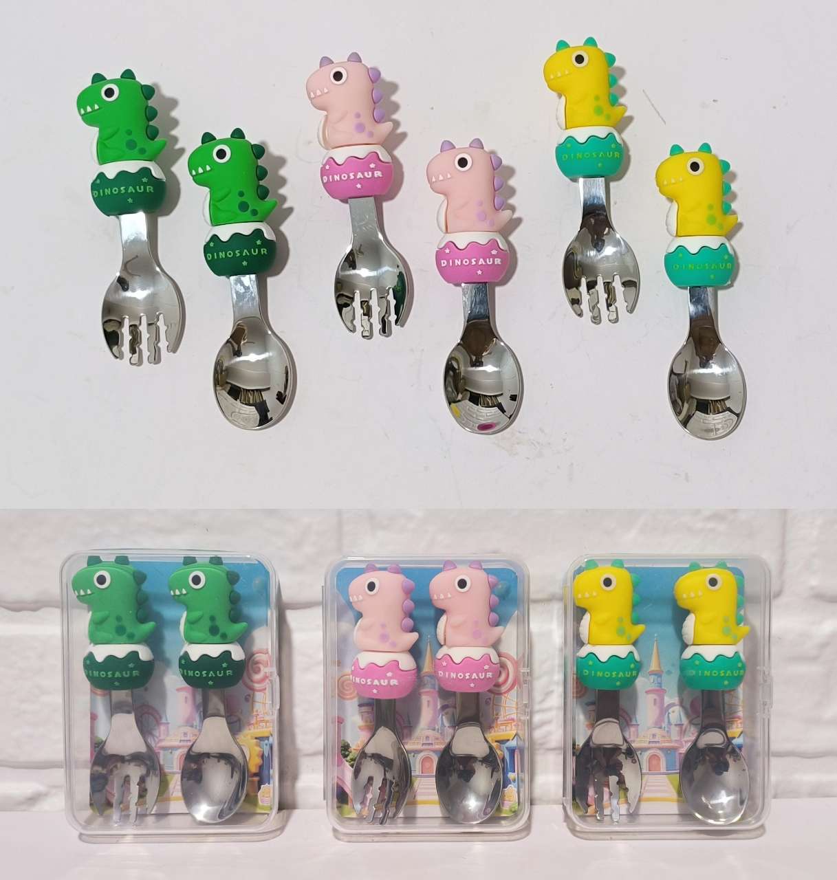 西餐叉勺1不锈钢汤勺特色高温不锈钢儿童餐具 可爱图案马克龙色详情图13