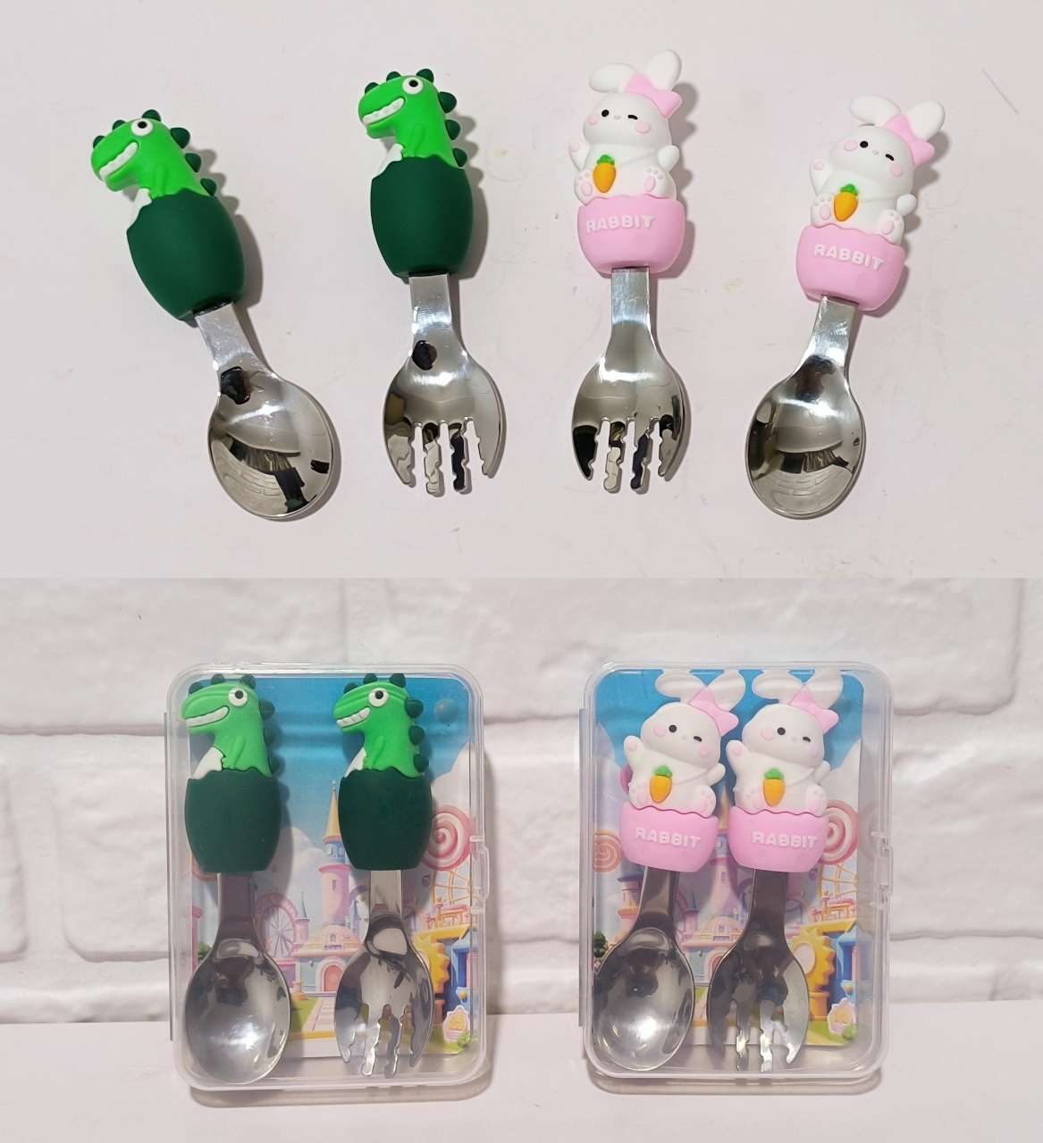 西餐叉勺1不锈钢汤勺特色高温不锈钢儿童餐具 可爱图案马克龙色详情图14