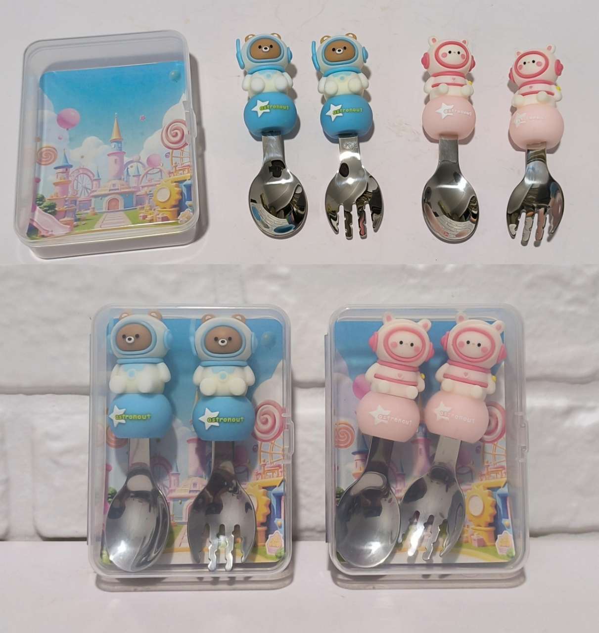 西餐叉勺1不锈钢汤勺特色高温不锈钢儿童餐具 可爱图案马克龙色详情图8