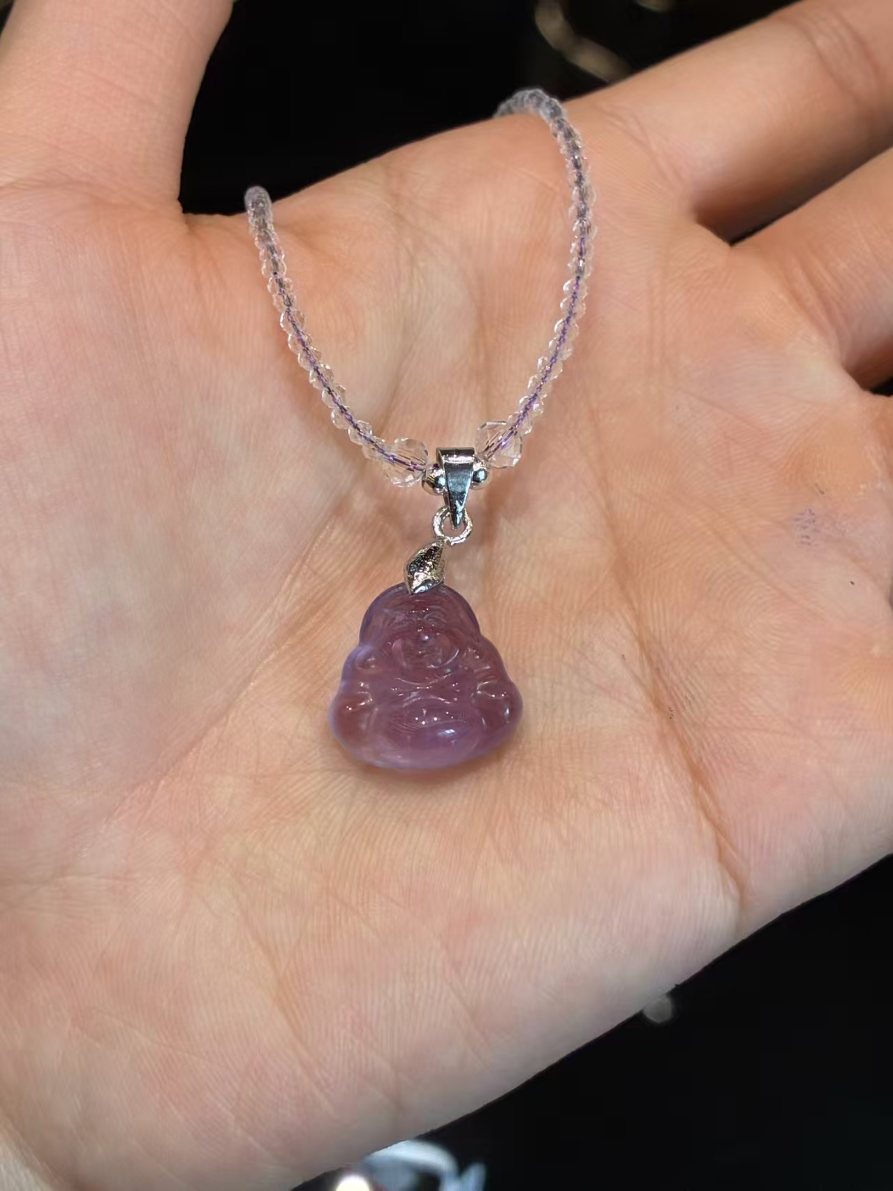 Amethyst small Buddha necklace Specification image