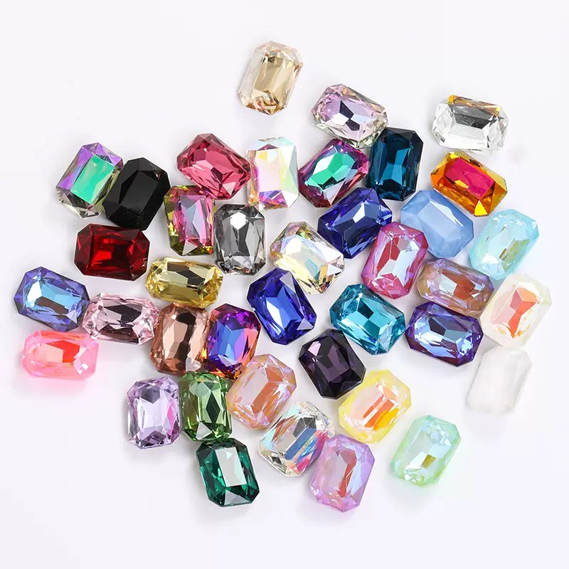 尚莉长方八角高端高品质网红显白美甲K9异形水晶饰品发饰钻饰diy
