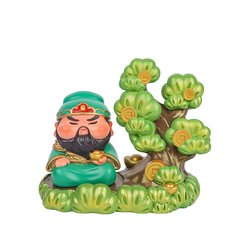 Guan Er Ye's care for wealth, cute little Guan Gong resin ornaments, West Road Wealth God, Martial Wealth God desktop decorations, workstation ornaments, living room entrance hall, bedroom handicrafts, car ornaments Item Picture