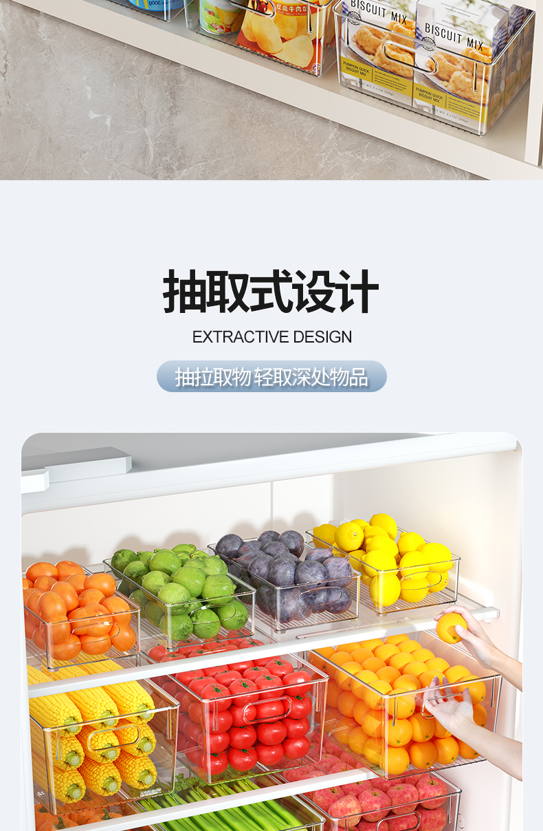 冰箱收纳盒收纳整理神器抽屉盒子储物盒整理盒鸡蛋食品保鲜盒厨房详情6