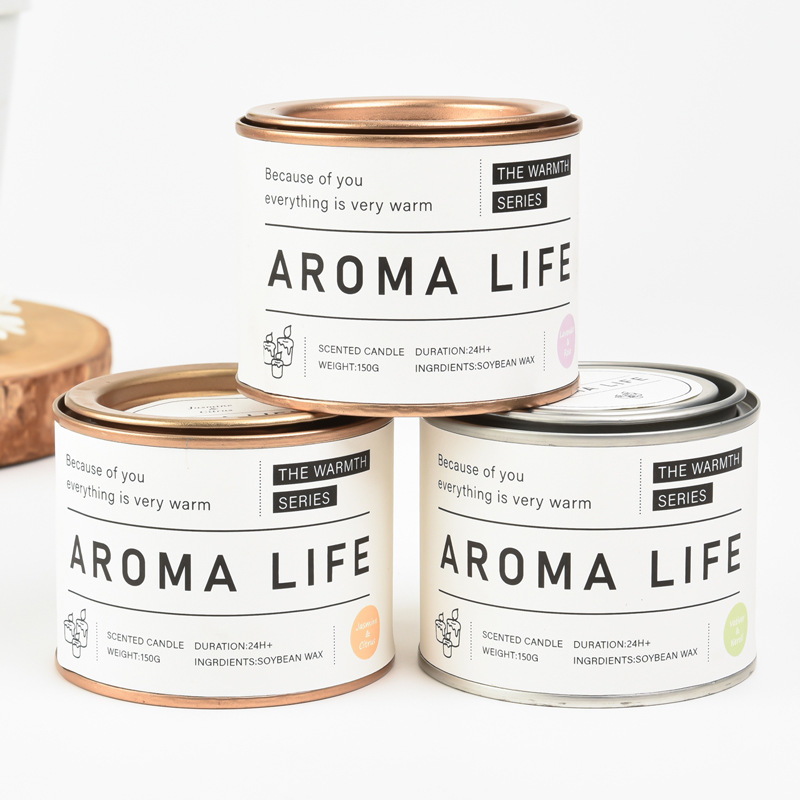 北欧极简风香薰蜡烛无烟环保大豆蜡锡罐款家居装饰情人姐=节礼物伴手礼摆件