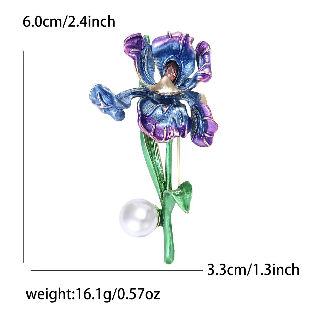 New European and American French court alloy enamel iris brooch, fashionable and retro women's clothing brooch accessory pin Item Picture
