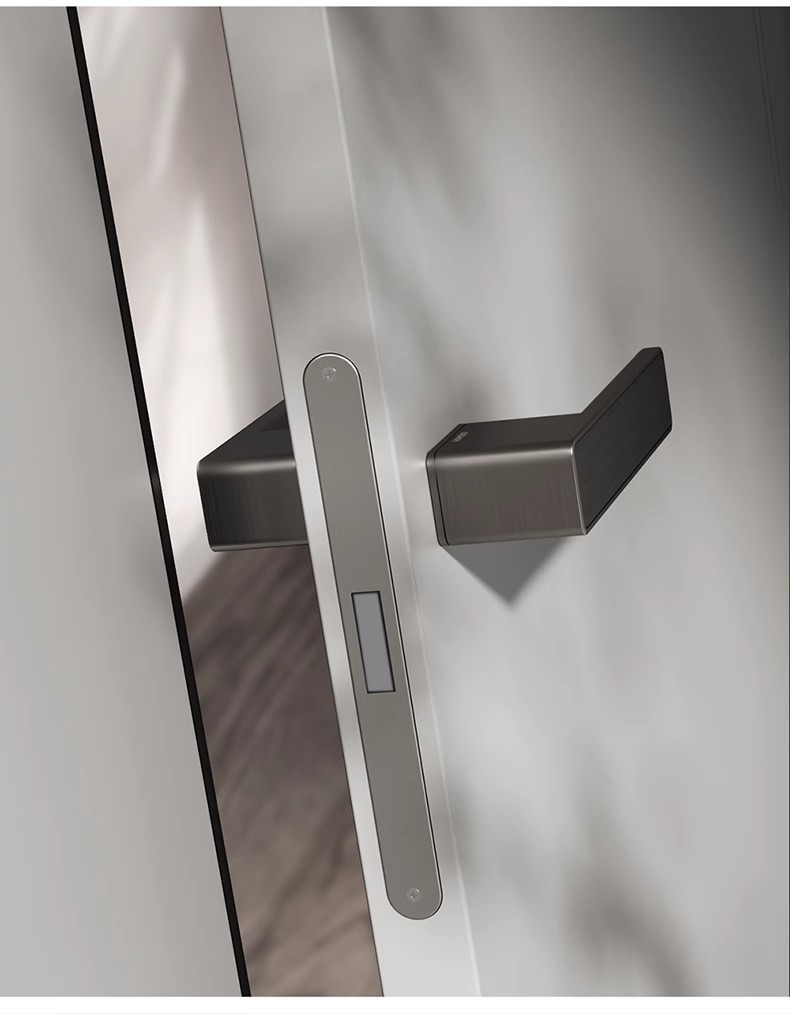 Haobao Minimalist room door lock, bedroom magnetic silent one-line door handle, indoor wooden door, household bathroom door lock pic 14
