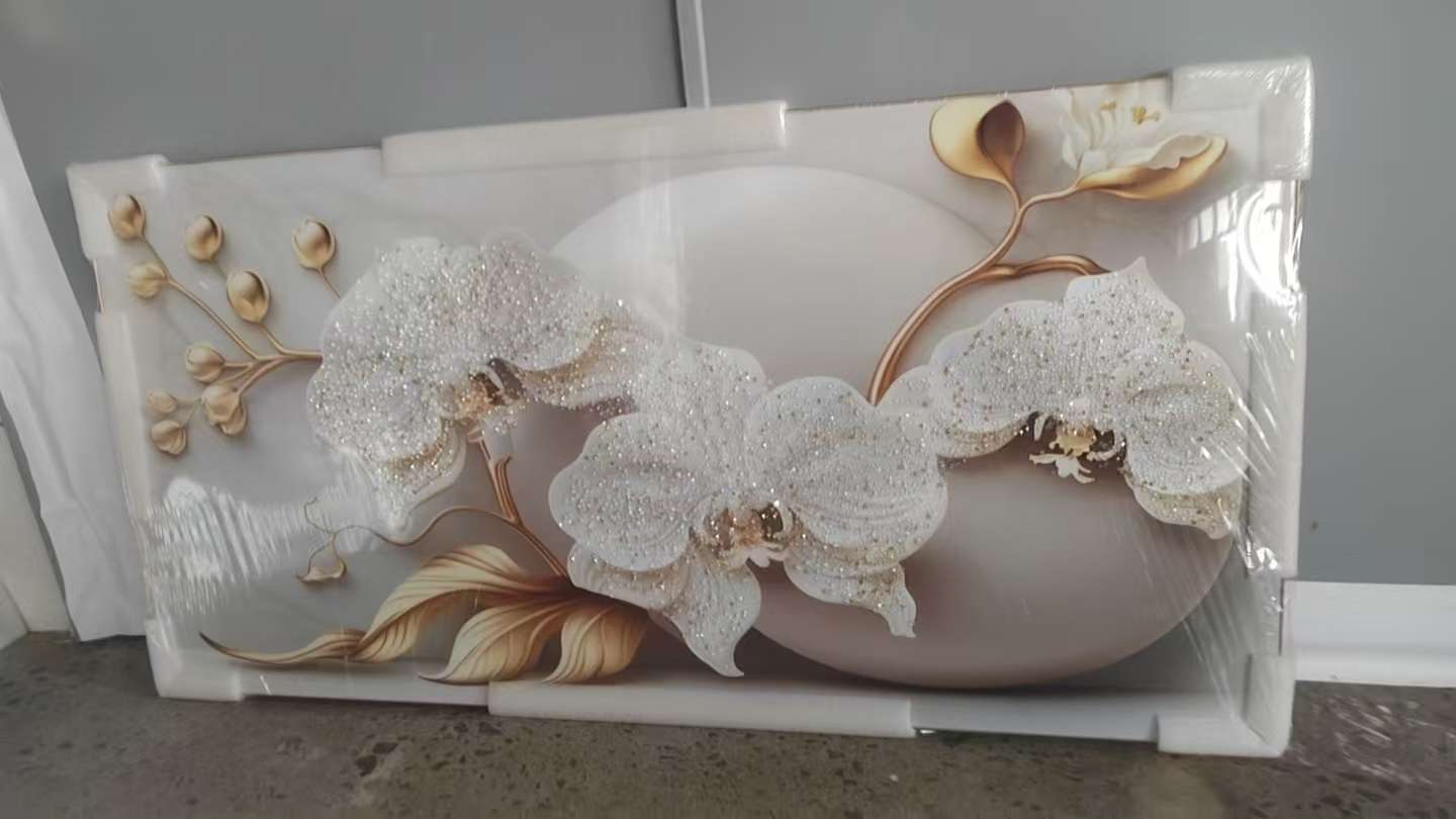 晶瓷画钻石画沙发背景画立体画钻石白底实物图