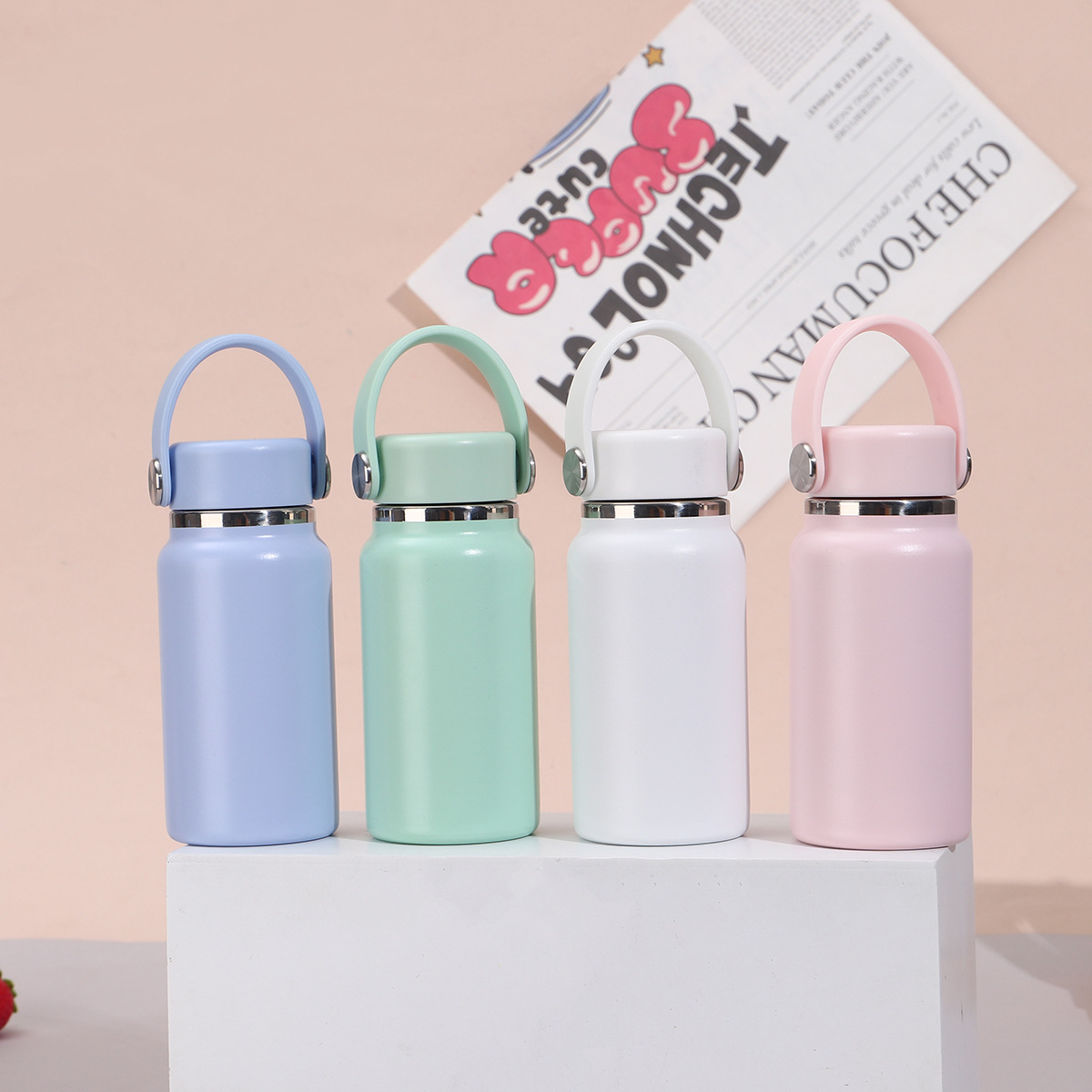 Cute small capacity portable handheld thermos cup