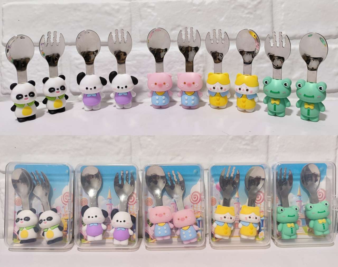 西餐叉勺1不锈钢汤勺特色高温不锈钢儿童餐具 可爱图案马克龙色详情图2