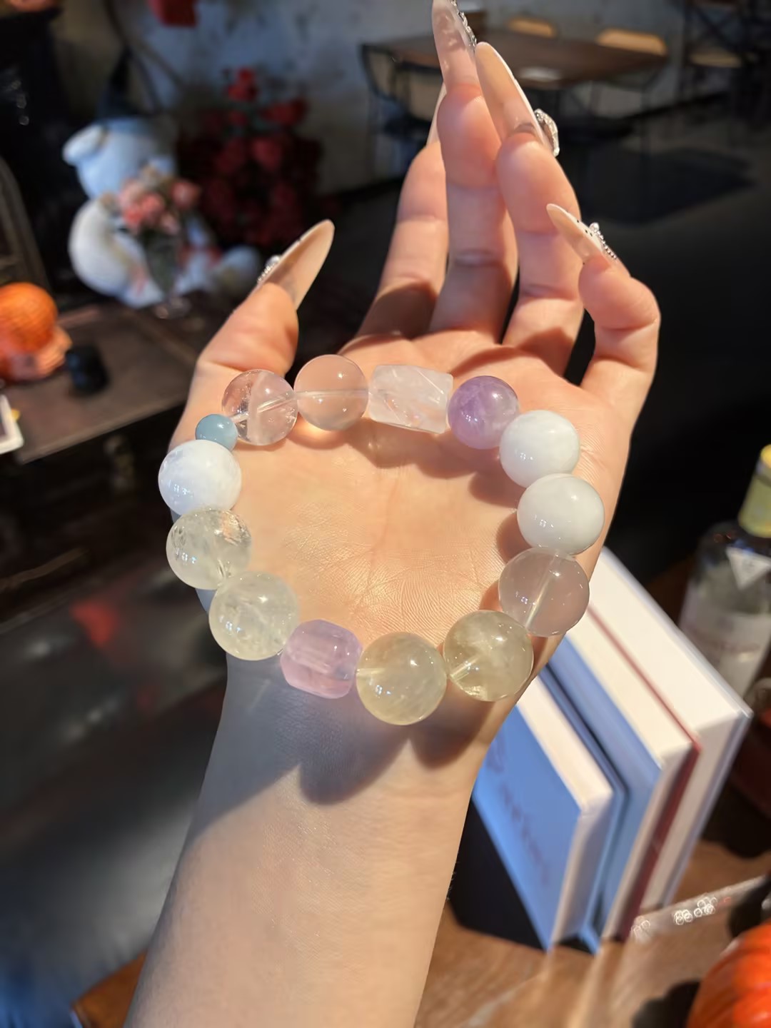 Amethyst, citrine and aquamarine bracelet