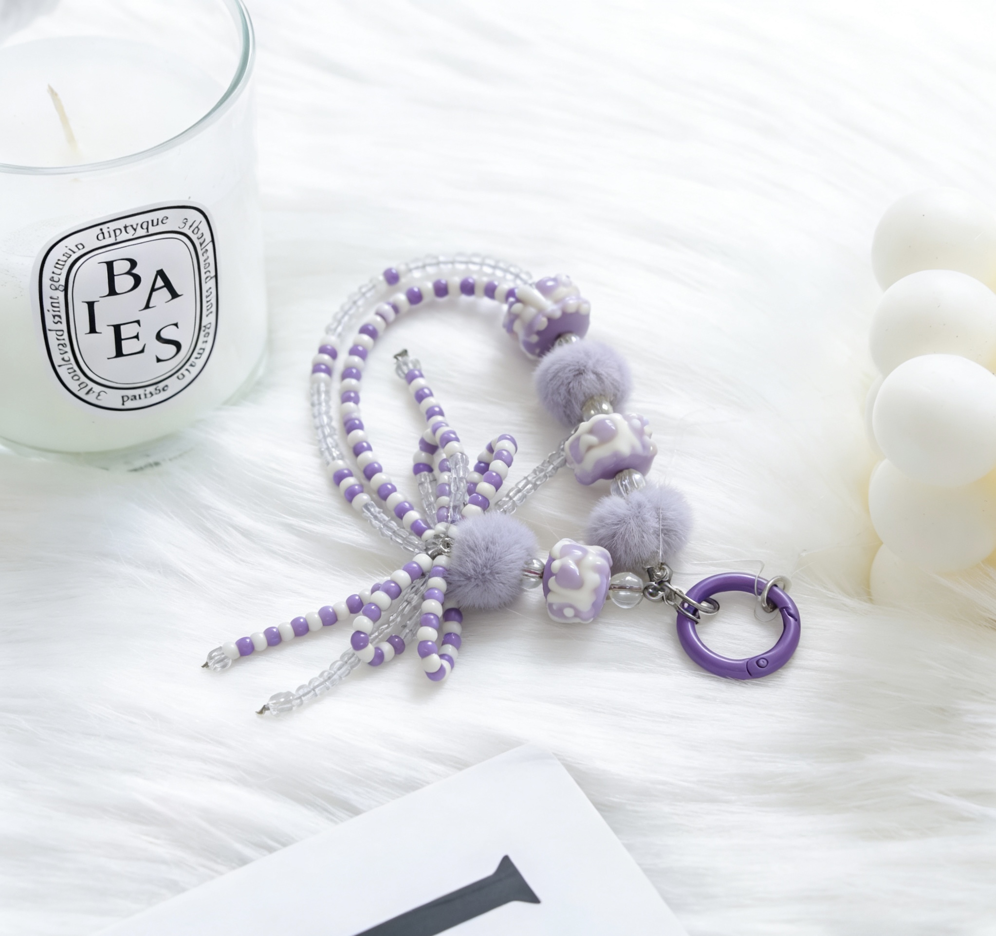 甜酷毛绒球双蝴蝶手机链挂件小从设计感配件饰品