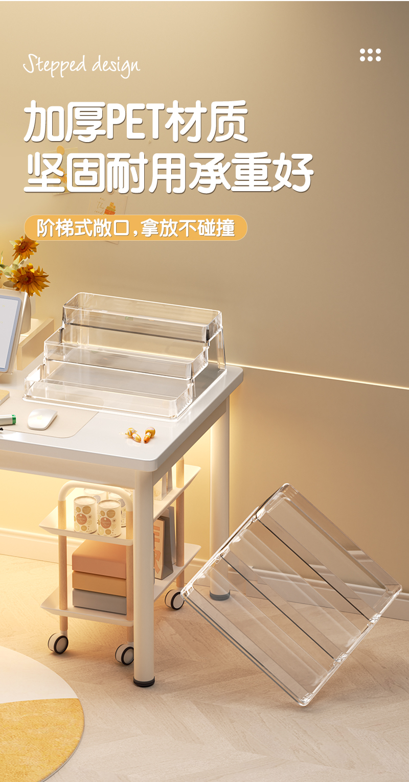 桌面书架简易学生儿童收纳整理置物架办公室桌上文件书立架收纳盒详情6